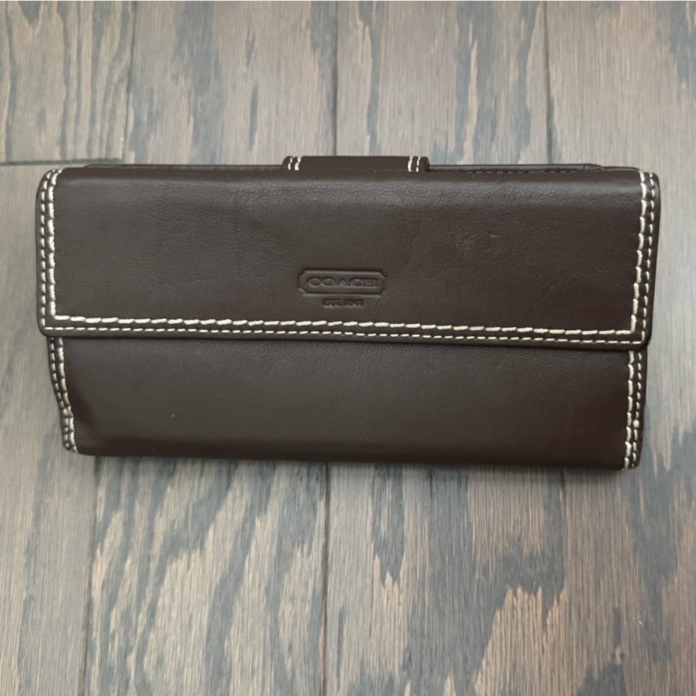 Vintage Coach Mahogany Turnlock Checkbook Cover and Wallet - Picture 3 of 12